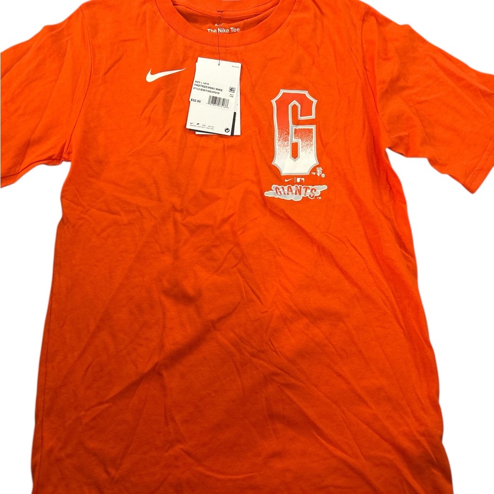 Nike Bright Orange Giants Tee #5 Yastrzemski youth Large (14/16)